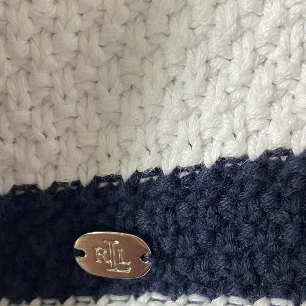 Ralph Lauren Women’s Navy&White Striped VNeck Relaxed LongSleeve Sweater Medium - Picture 5 of 16